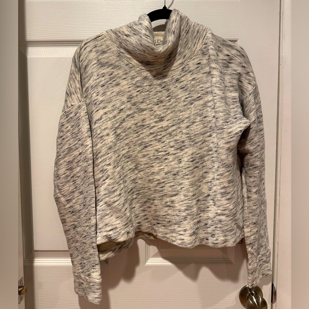 J Crew funnel neck marl sweatshirt - light grey size small - EUC